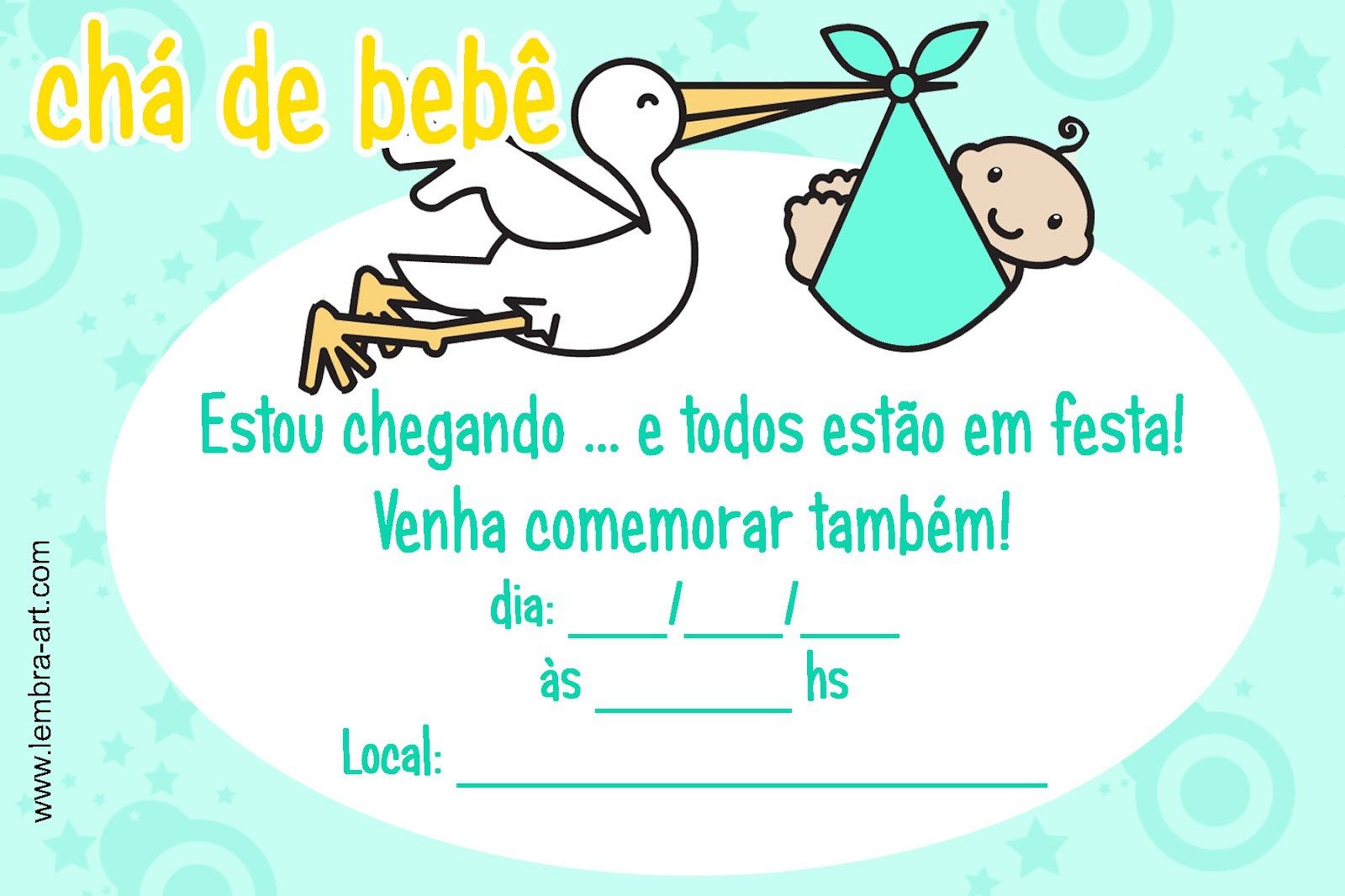 Criar convite de chá de bebê - Cegonha